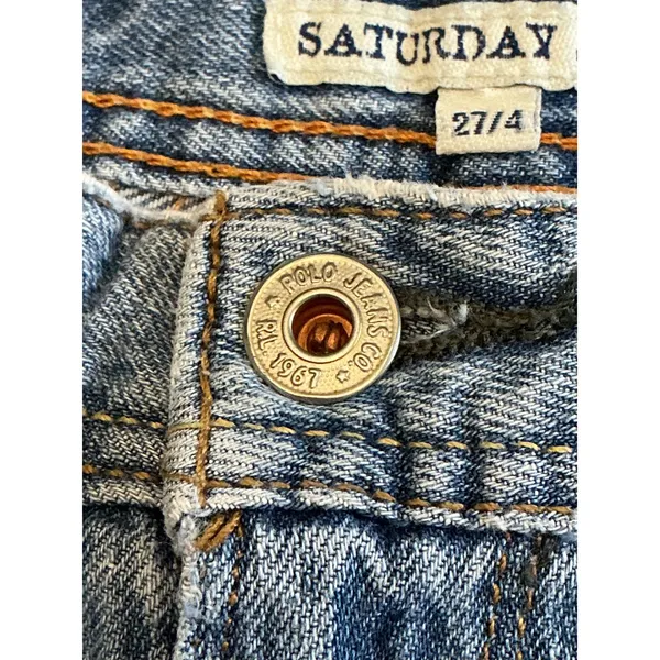 Polo Jeans Co Ralph Lauren Saturday Jean‎ Denim Shorts Light Wash Blue 27/4 - Image 11