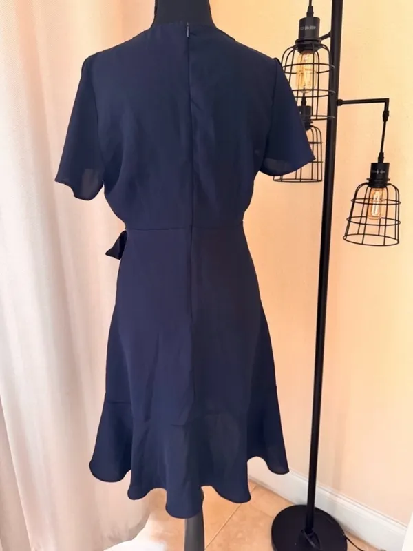 Altar’d State Navy Blue Wrap Dress M Flutter Sleeve Cocktail Party Dress - Image 6