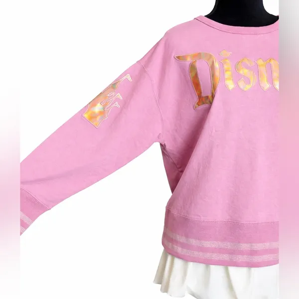 Disney Parks 50th EARidescent Pink Gold Sweatshirt Y2K Coquette Pullover Size LG - Image 3