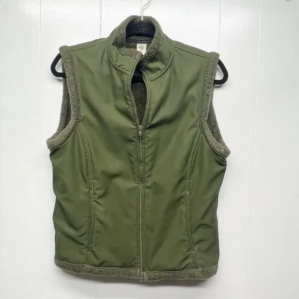 Prana Gorpcore Streetwear Hiking Sherpa Lined Camo Green Womens Vest Sz Medium - Image 4