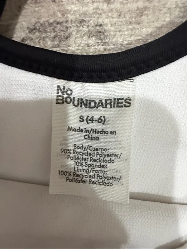 No Boundaries White One-Piece Swimsuit with Black Trim - Image 2