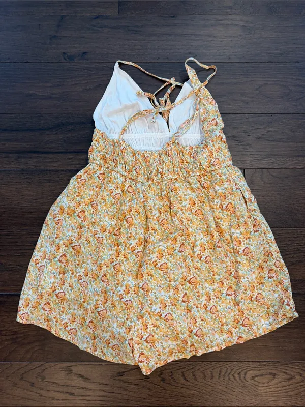 Garage Yellow & Orange Floral Smocked Romper Size XS - C33-042 - Image 6