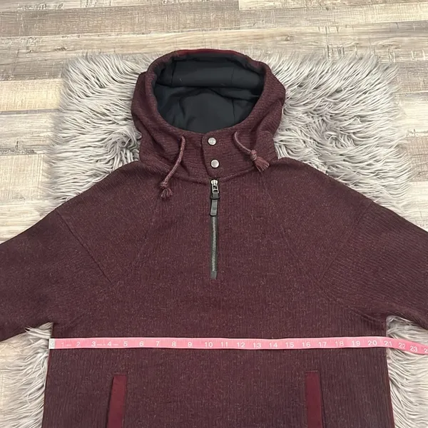 prAna Hartlie wool blend pullover half zip jacket mulled wine M - Image 7