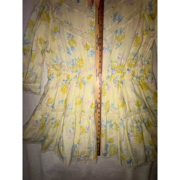 LoveShackFancy Target Yellow Floral Lace peasant Mini Dress Plus 1X Cottagecore‎ - Image 7