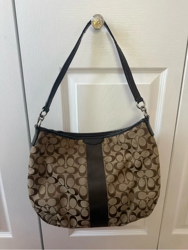 Y2K Coach Signature Stripe Convertible Hobo Bag - Image 2