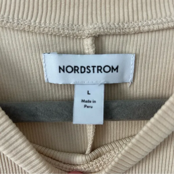 Nordstrom Stretch Pima Cotton Rib Knit Sleeveless Midi Dress Burnt Beige L - Image 7