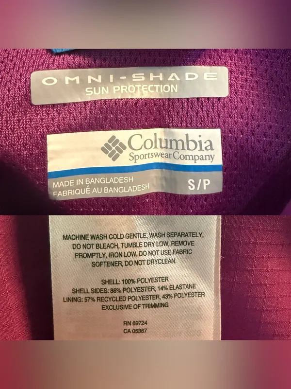 Columbia Women’s Shirt Purple Button Up Omni Shield Short Sleeve Size Small - Image 9