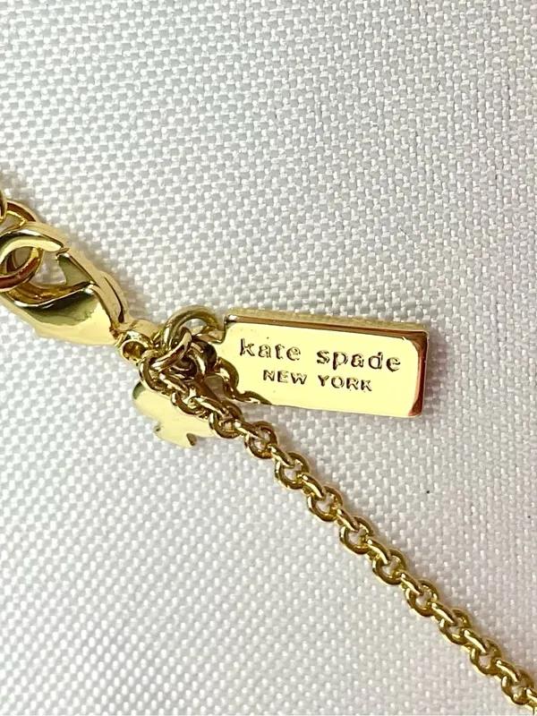 Kate Spade Take A Bow Turquoise Enamel Gold Scatter Station Long Necklace - Image 3