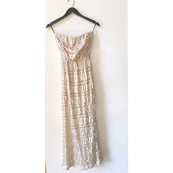Forever 21 Champagne Lace Strapless Maxi Dress - Image 3