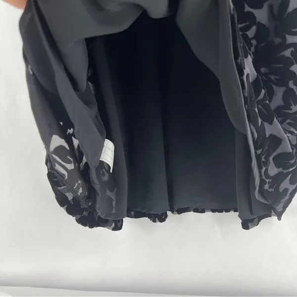 Laura Ashley Black Silk Blend Burnout Velvet‎ Hem Spaghetti Strap Maxi Dress - Image 8