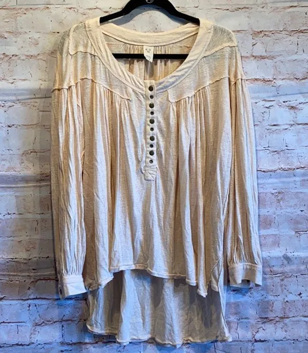 We the free Henley hi low hemline peach oversized - Image 2
