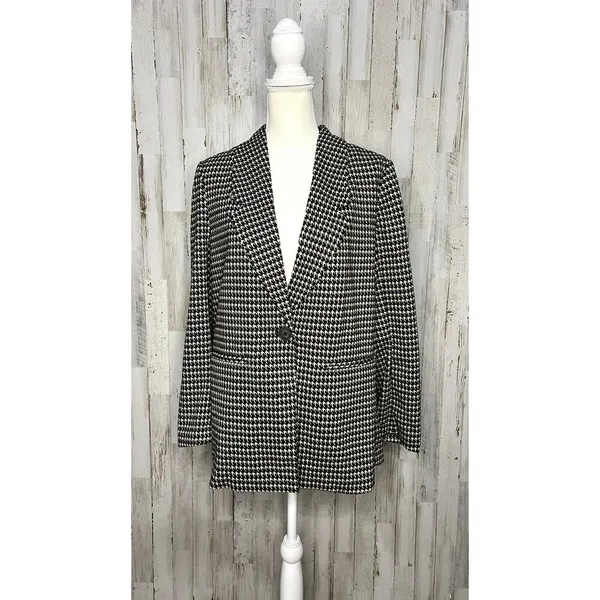 Sanctuary Women's Blazer Medium Multicolor‎ Mini Houndstooth One-Button Tailored - Image 4