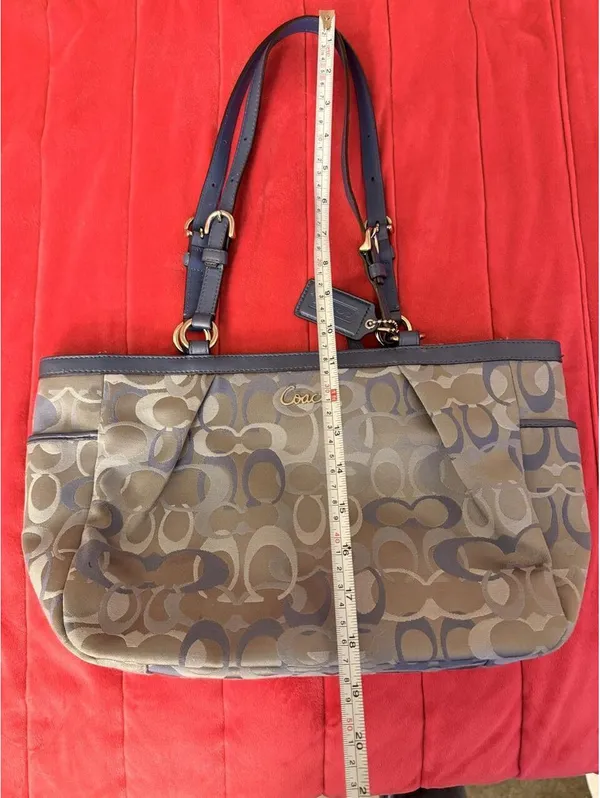 Vintage Ash Blue Coach Gallery Optic Signature Tote - Image 6