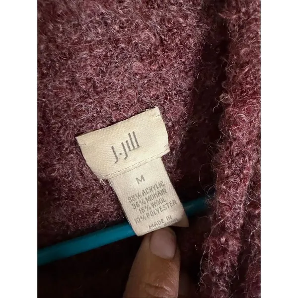 J.Jill Purple Red Roll Neck Fuzzy Wool Sweater Size Medium - Image 4