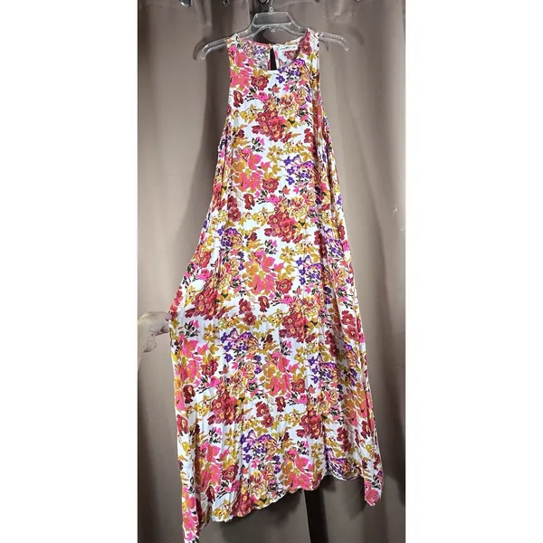 Natural Life Katie Floral Maxi Dress L XL Sleeveless Vibrant Boho Pockets Print - Image 3