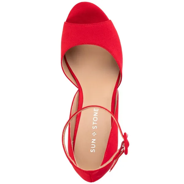 NEW Sun + Stone Womens Reeta Block-Heel Platform Sandals Red 5M - Image 3