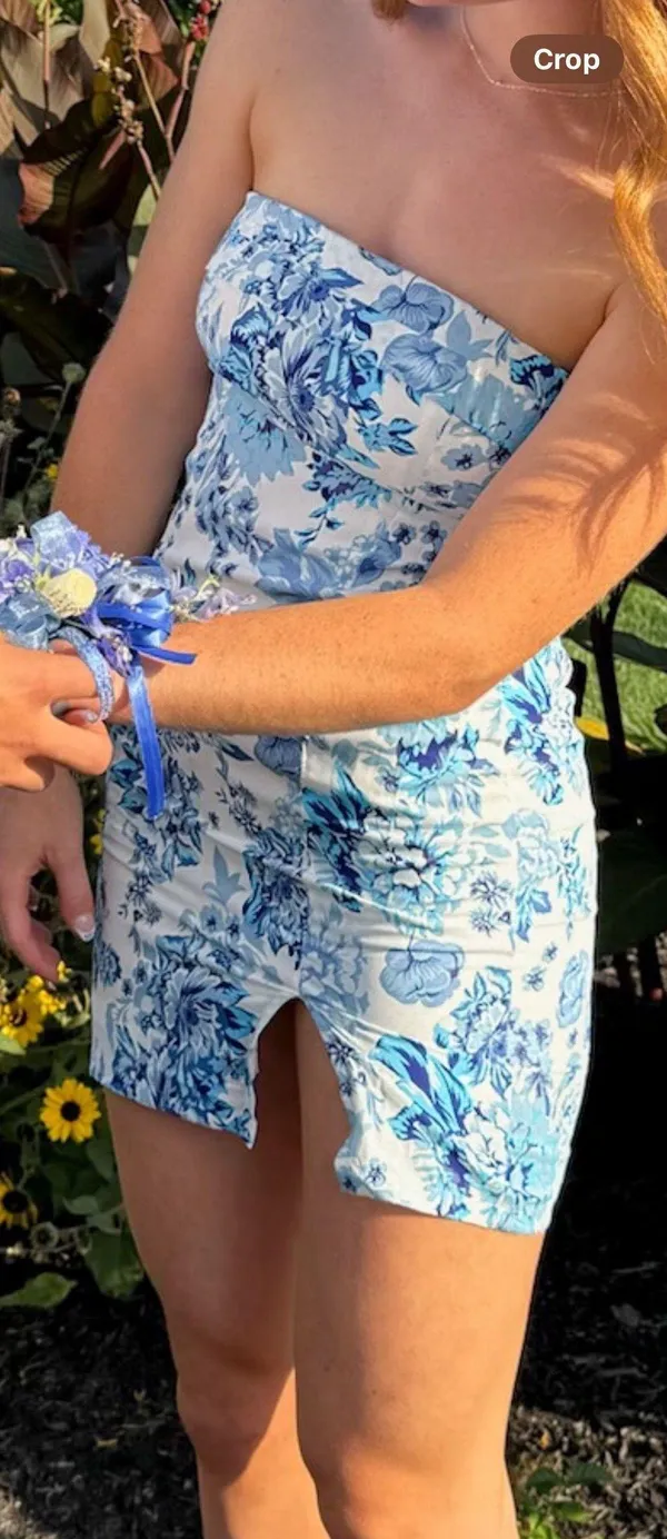 ThatsSoFetch Blue Floral Mini Dress - Image 3
