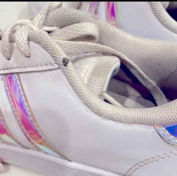 Adidas Holographic White Sneakers Shoes M3 W 4.5 5 Athletic Retro Metallic - Image 5