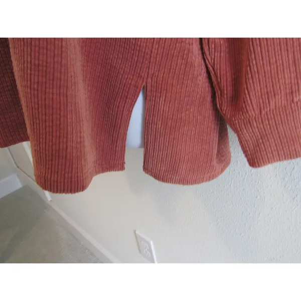 Forever 21 Button‎ Down Shirt Large Orange Corduroy Ribbed Oversized Shacket - Image 4