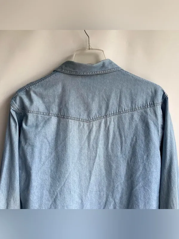 Ladies Justin Allen vintage western denim jean shirt casual fall winter Large - Image 7