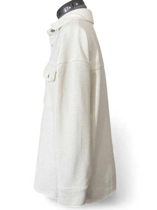 Forever 21 White Waffle Knit Shacket Women’s Size Small Gorpcore Minimalist - Image 3