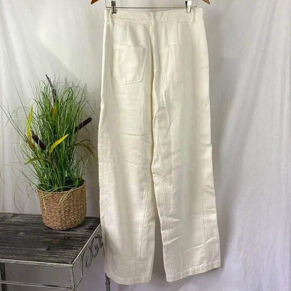 Zara Cream Ivory Cotton Wide Leg Split Hem Casual Pants NEW 8 - Image 3