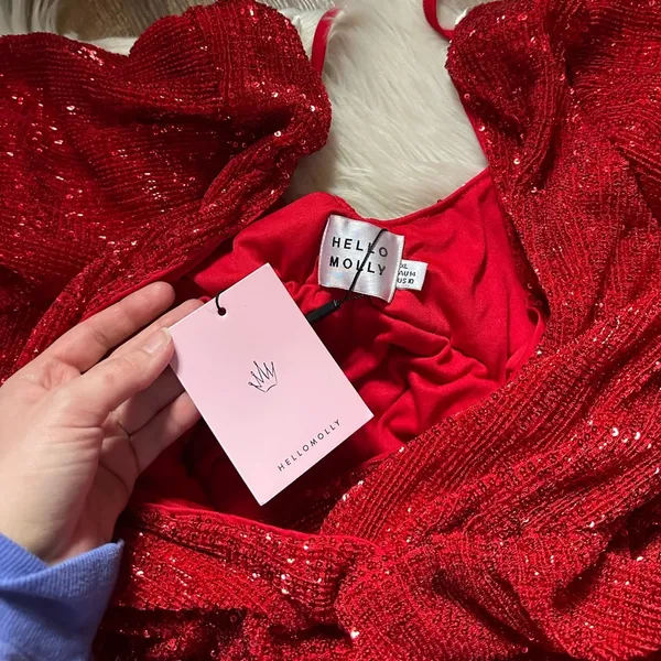 HELLO MOLLY Static Memory Sequin Dress In Red - Image 10
