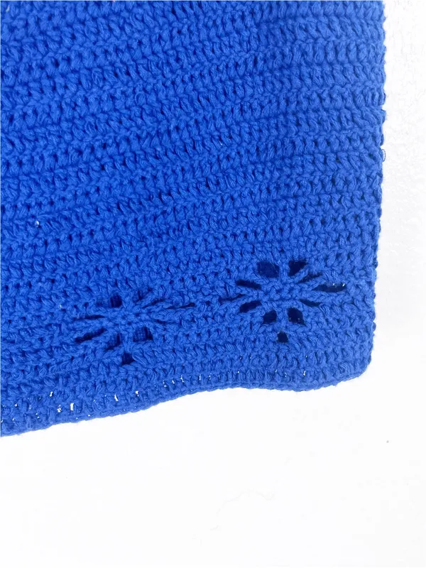 FREE PEOPLE Berkinette Blue Crochet Knit Crop Top Medium Boho Festival Concert - Image 8