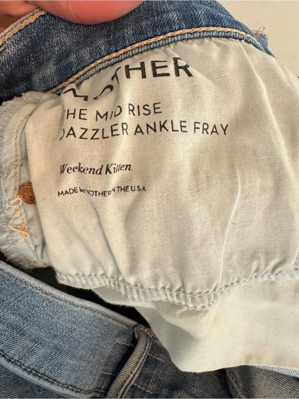 Mother The Mid Rise Dazzler Ankle Fray Weekend Kitten Jeans size 33‎ - Image 7