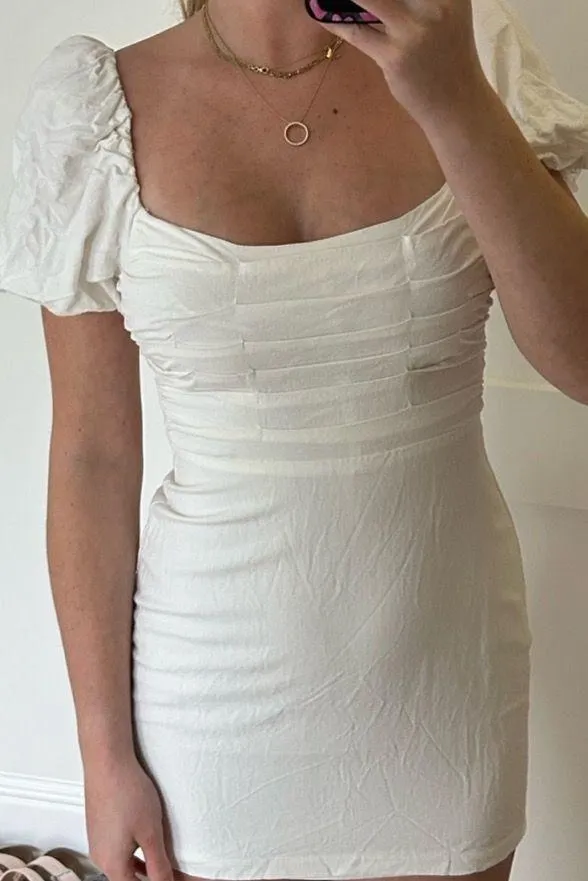 ASTR The Label Puff Sleeve Mini Dress White - Image 4