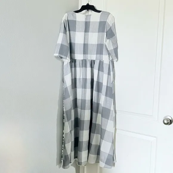 Roolee Gray Buffalo Check plaid gingham Maddie midi maxi dress L - Image 14