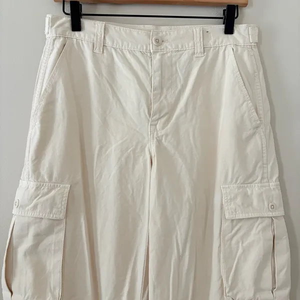 Madewell Garment-Dyed Low-Slung Straight Cargo Pants Cream‎ Vintage Linen 26 - Image 5