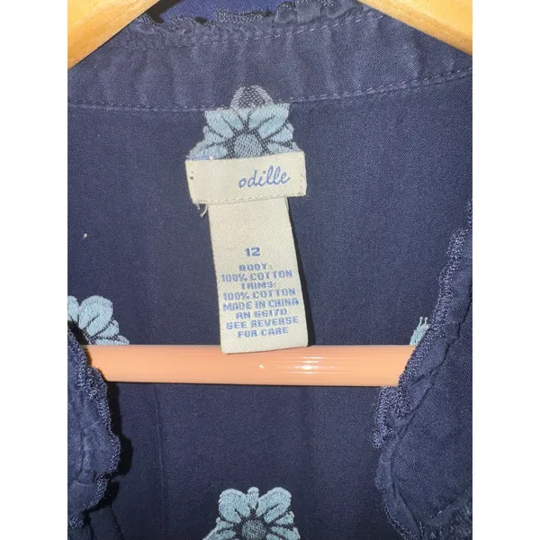 Anthropologie Odille Floral Cap Sleeve Top Women's 12 Feminine Cottage Pintuck - Image 4