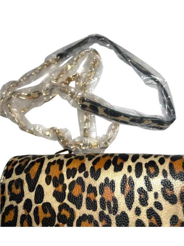 Lulu's Leopard Print Chain-Handle Wallet Clutch - Brown/Tan/Black - Image 10