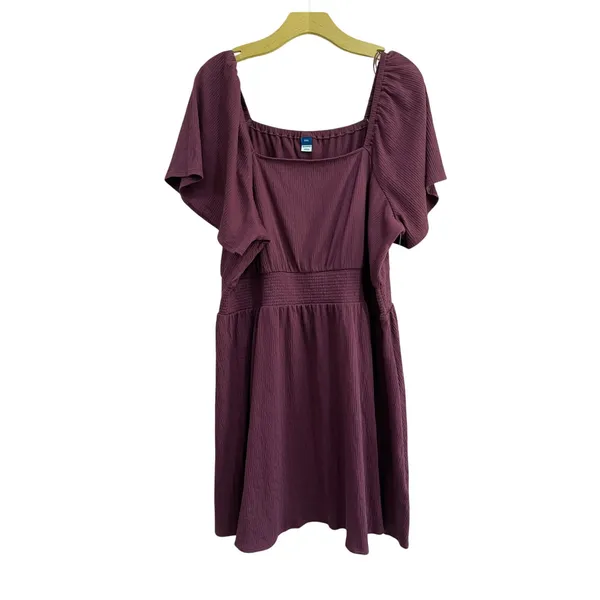 Old Navy Dark Maeve Plum Waist Defined Flutter Sleeve Mini Dress‎ XXL - Image 2