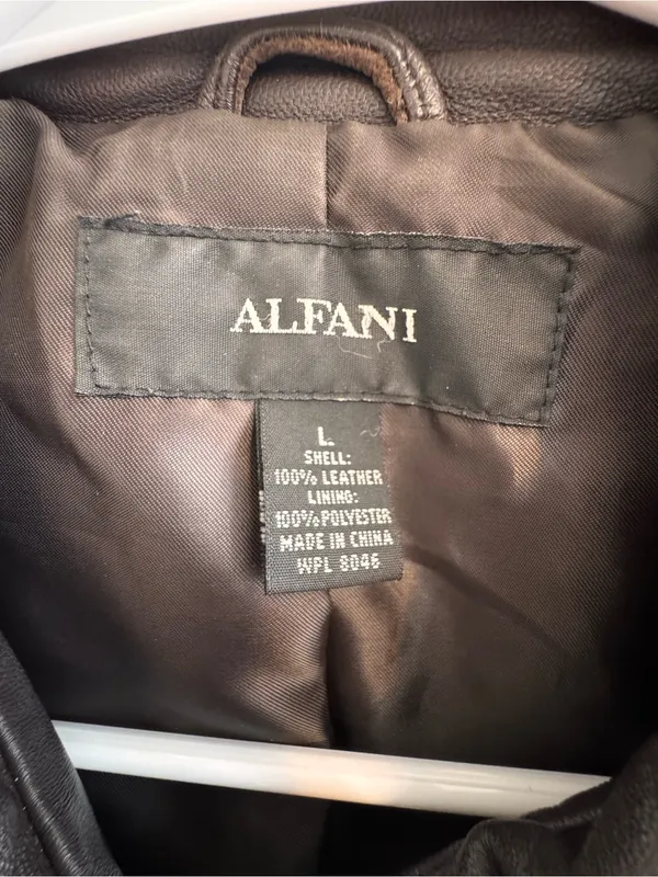 Alfani Women’s 100% Leather Brown Zip Front Jacket Size Large - Image 2