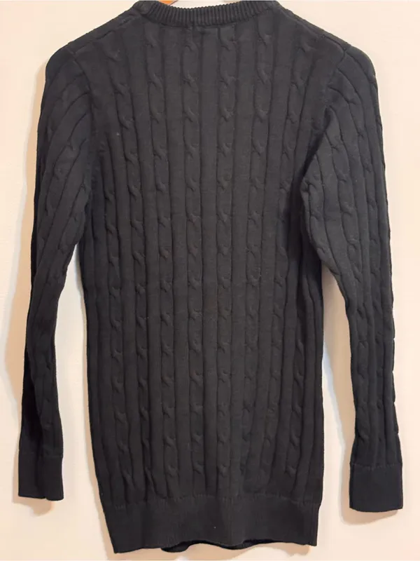 Polo Ralph Lauren Black Cable Knit Crewneck Sweater Red Pony NWT Small - Image 5