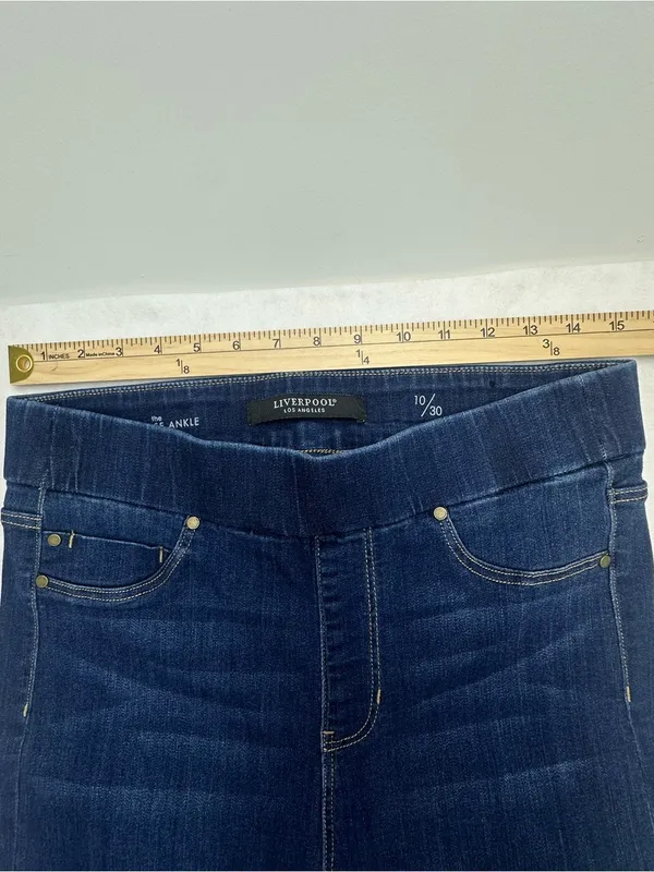 Liverpool Jeans The Ankle Skinny Womens 10/30 Blue Denim Pull On High Rise - Image 6
