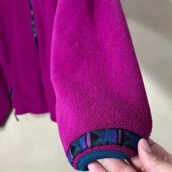 L.L.Bean Womens Fleece Jacket Polartec Windproof Zip Front‎ Purple Teal Trim L - Image 3