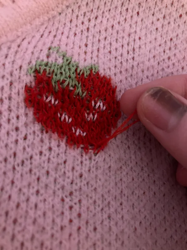 SheIn Cropped Strawberry Sweater - Image 4