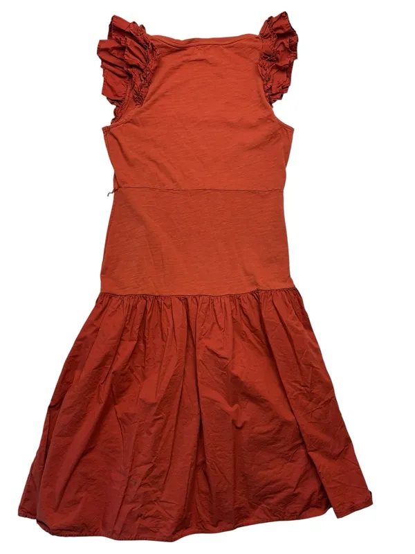 Nation size XL Ruffle Sleeve Tiered Midi Dress Burnt Orange guest minimal party - Image 11