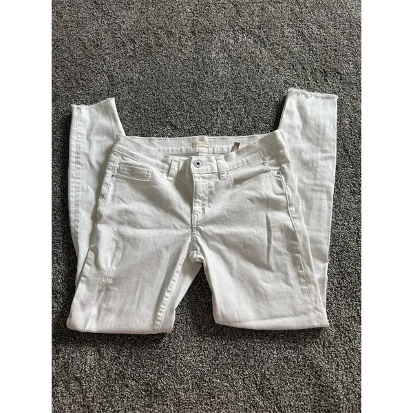 Stevie Hender Jeans Womens Size 9 White Skinny Slim Distressed Raw Hem - Image 2