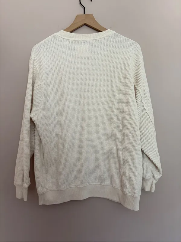 Aerie Waffle Knit Crewneck Sweatshirt Small - Image 3