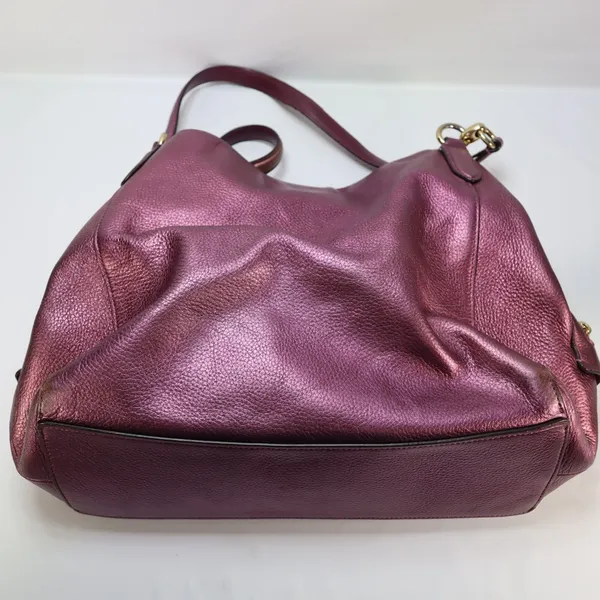 Coach Hallie Pebble Leather Shoulder Bag Metallic Berry F80271‎ Hobo Redefined - Image 11