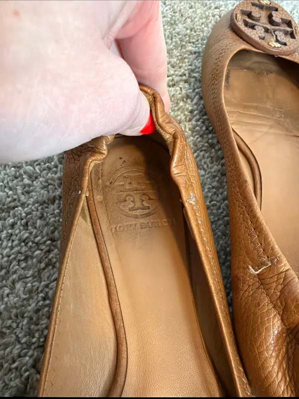 Tory Burch Tan Leather Logo Ballet Flats - Image 4