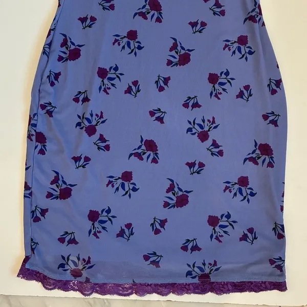 Wild Fable Purple Floral‎ Mesh Lace Trim Slip Mini Dress Womens Small VN1042782 - Image 12