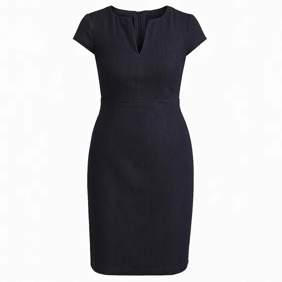 Banana Republic Dark Wash Denim Stretch Dress Size 4 Cap Sleeve Career Chic Sexy - Image 6