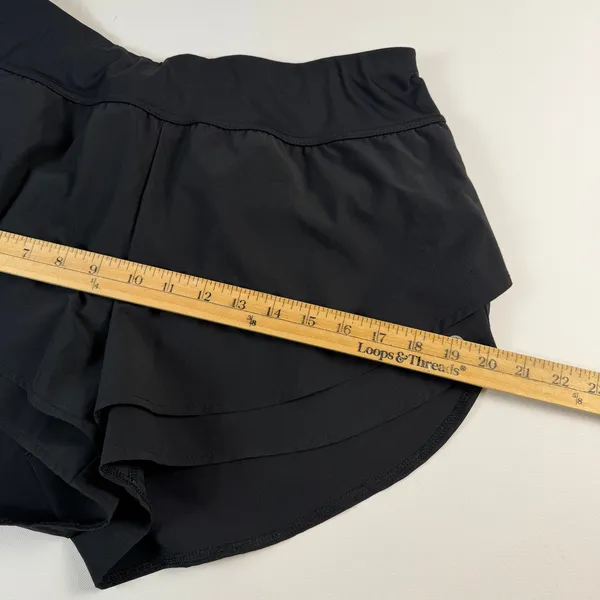 Apana Black Ruffle Active Athletic Shorts Built-In Panty Gym Workout Size M - Image 8