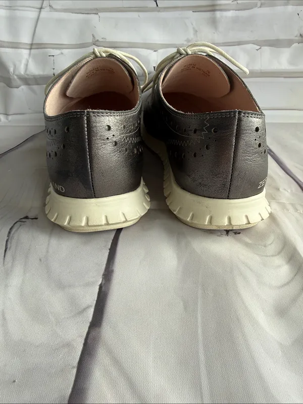 Cole Haan Zero Grand Women's Grey Metallic Wingtip Sneakers with White Soles - Image 6