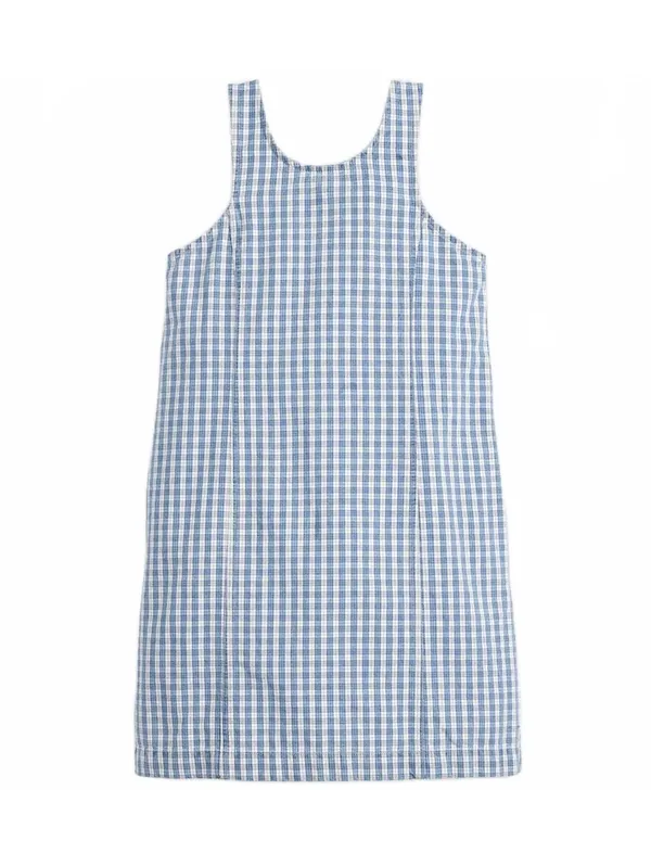 Levi's Aly Sleeveless Jumper Mini Denim Dress Blue White Check Gingham NWT Large - Image 6